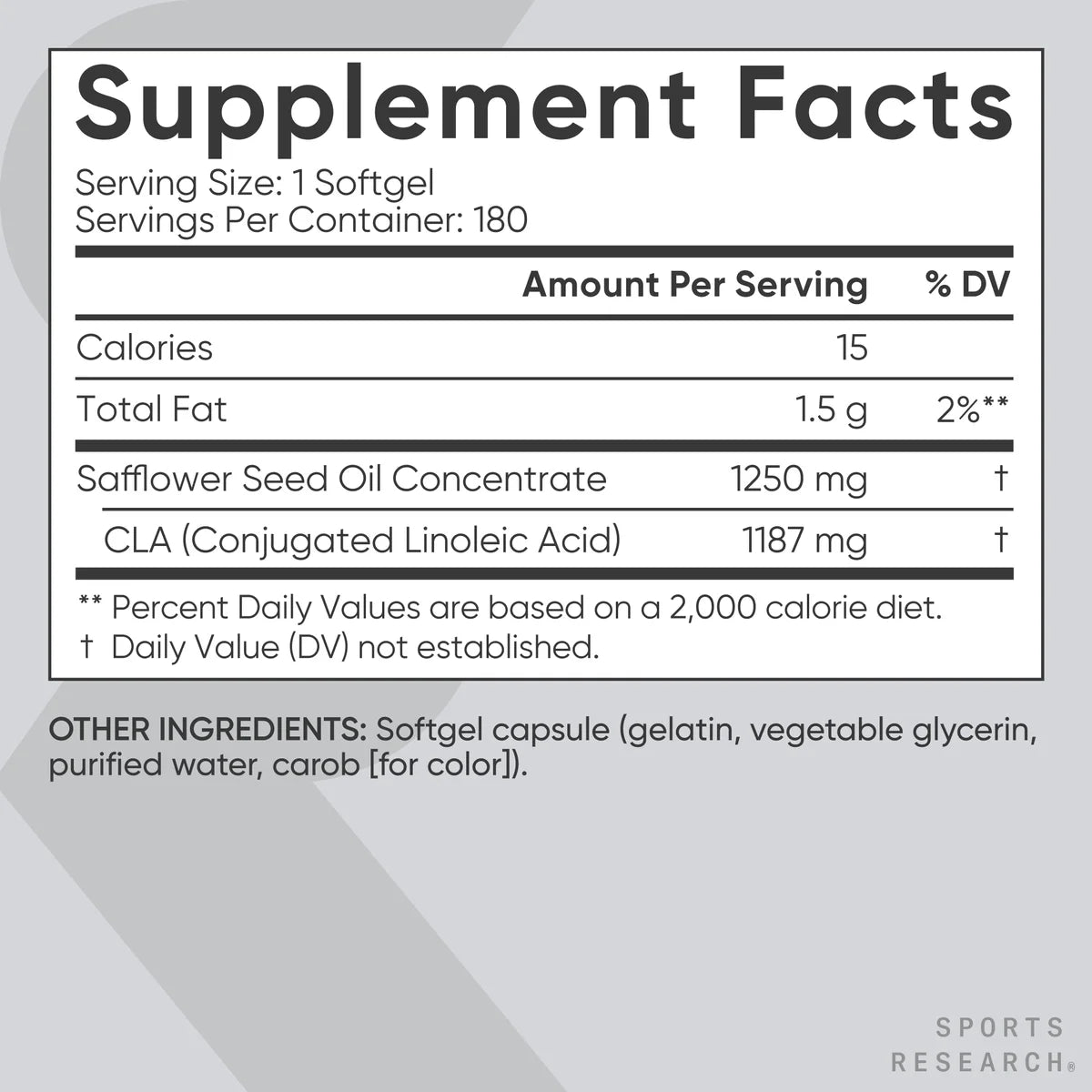 ® CLA 1250Mg Active Conjugated Linoleic Acid, Soy & Gluten Free (180 Softgels)