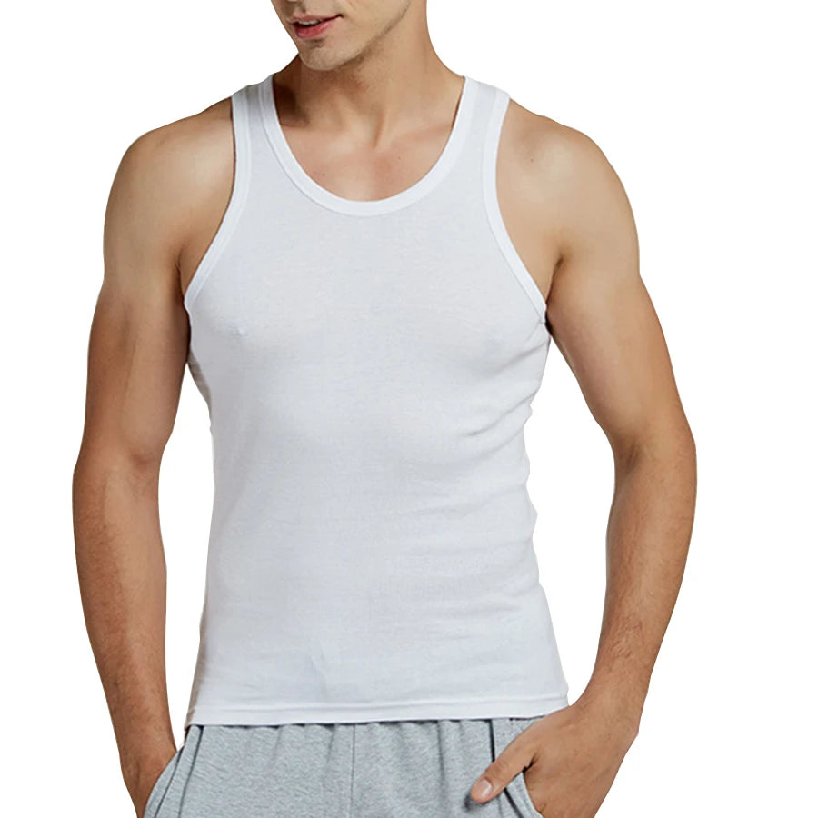 Men’s 100% Cotton Sleeveless Fitness Tank – Slim Fit Workout & Casual Undershirt (7 Colors)