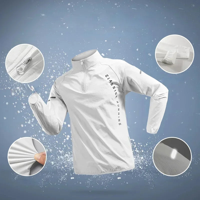 Men’s Running Jacket – Lightweight Zip-Up, Water-Resistant Training Sweatshirt