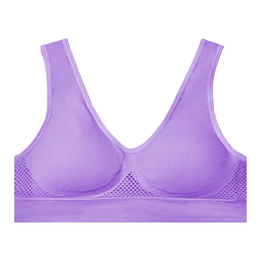 Women’s Wireless Padded Mesh Sports Bra – High-Impact Support for Running, Yoga & Training