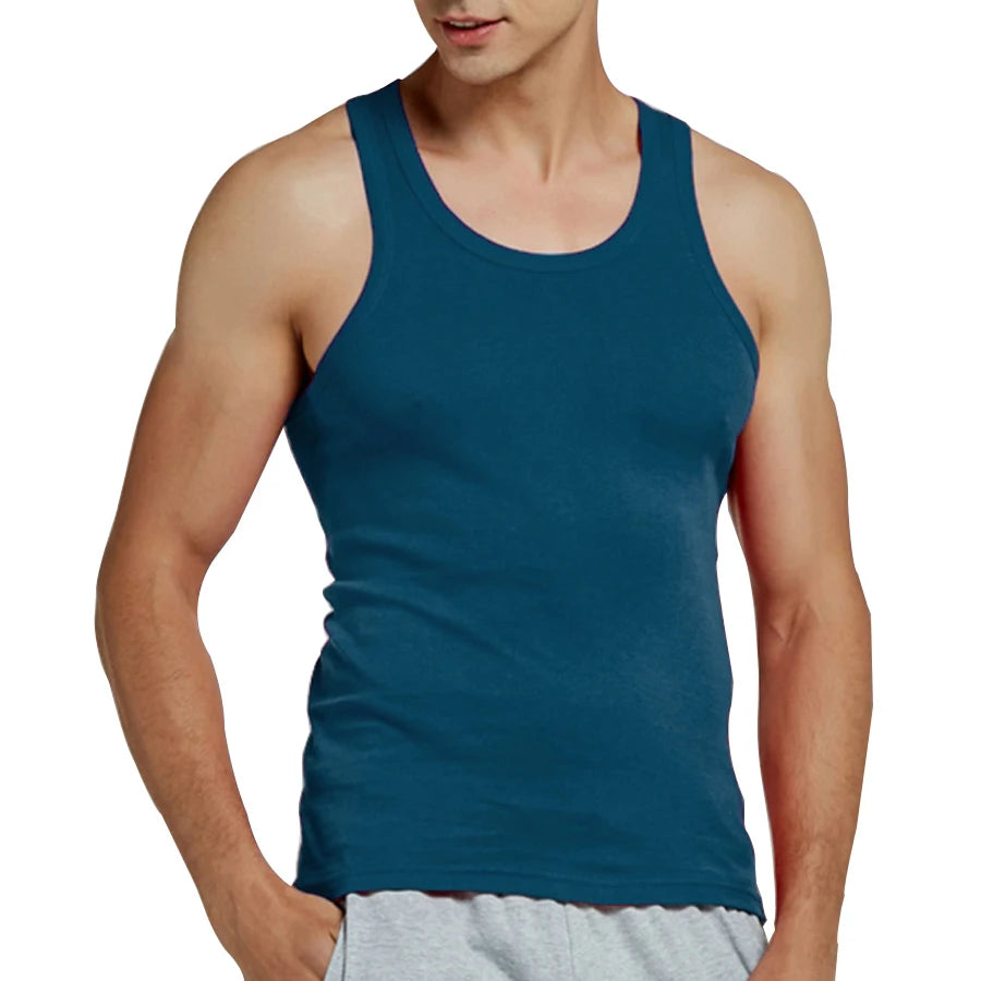 Men’s 100% Cotton Sleeveless Fitness Tank – Slim Fit Workout & Casual Undershirt (7 Colors)
