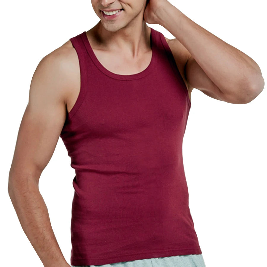 Men’s 100% Cotton Sleeveless Fitness Tank – Slim Fit Workout & Casual Undershirt (7 Colors)