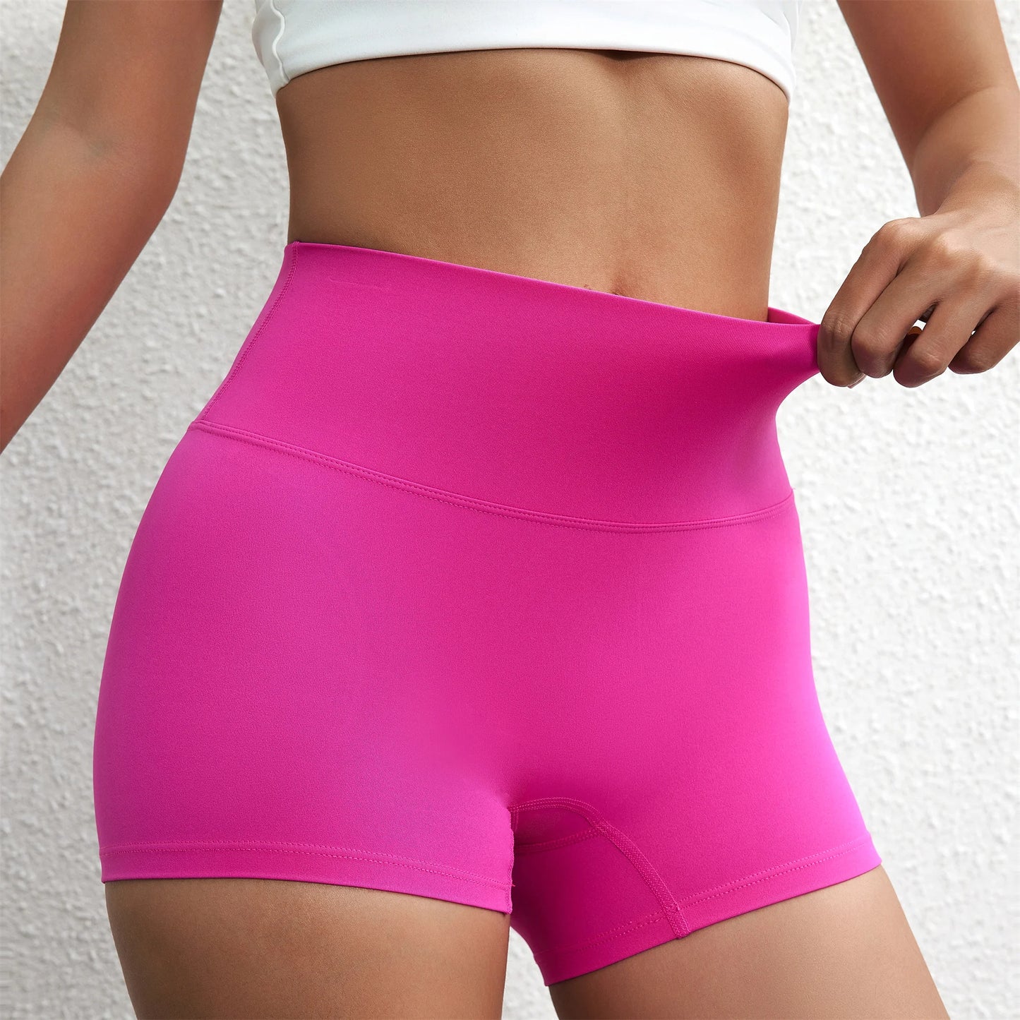 Women’s High-Waist Squat-Proof Fitness Shorts – Solid-Color Yoga, Running & Cycling Wear