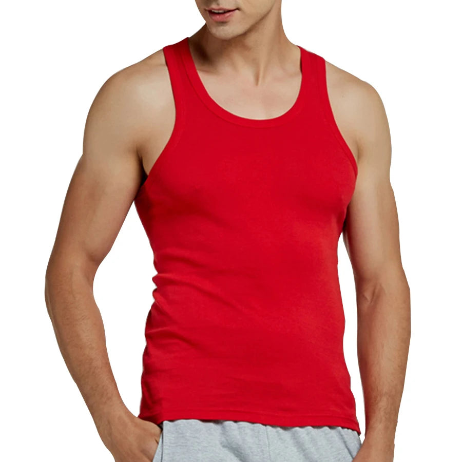 Men’s 100% Cotton Sleeveless Fitness Tank – Slim Fit Workout & Casual Undershirt (7 Colors)