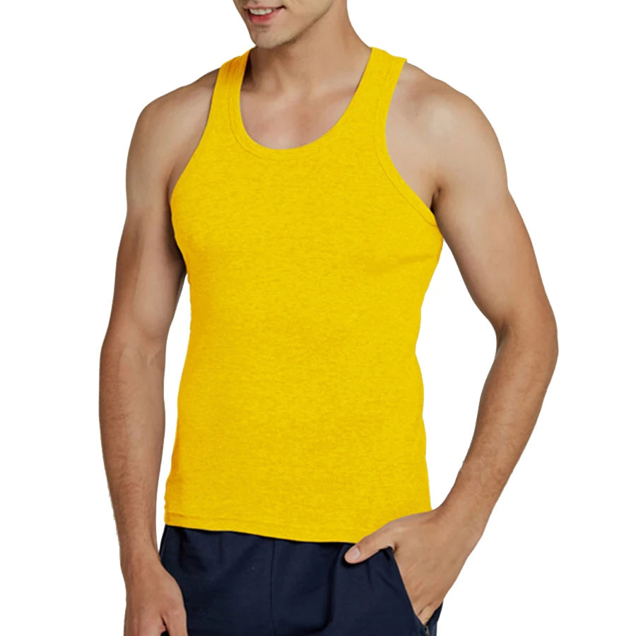 Men’s 100% Cotton Sleeveless Fitness Tank – Slim Fit Workout & Casual Undershirt (7 Colors)