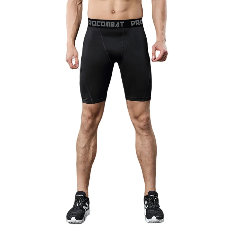 Men’s Slim-Fit Compression Shorts & Tights – Elastic Muscle Support for Gym, Running & Training