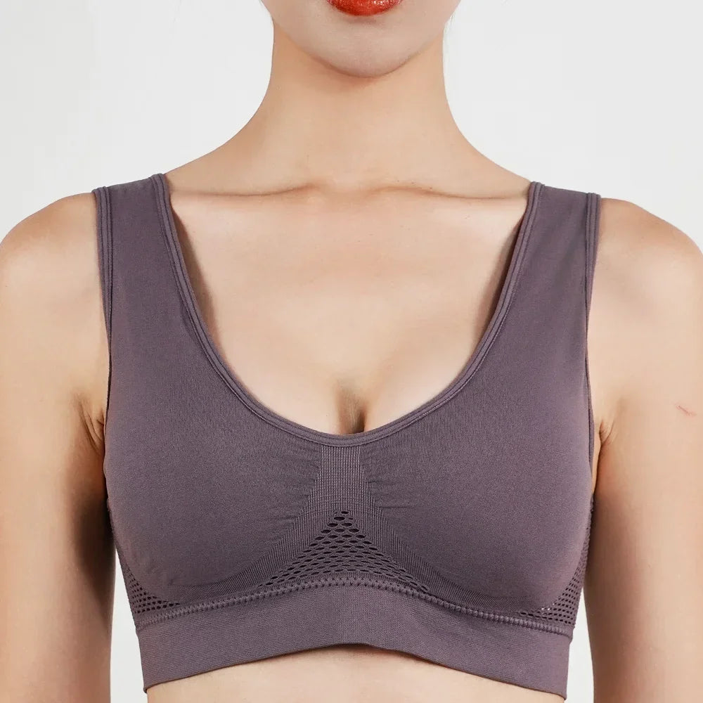 Women’s Wireless Padded Mesh Sports Bra – High-Impact Support for Running, Yoga & Training