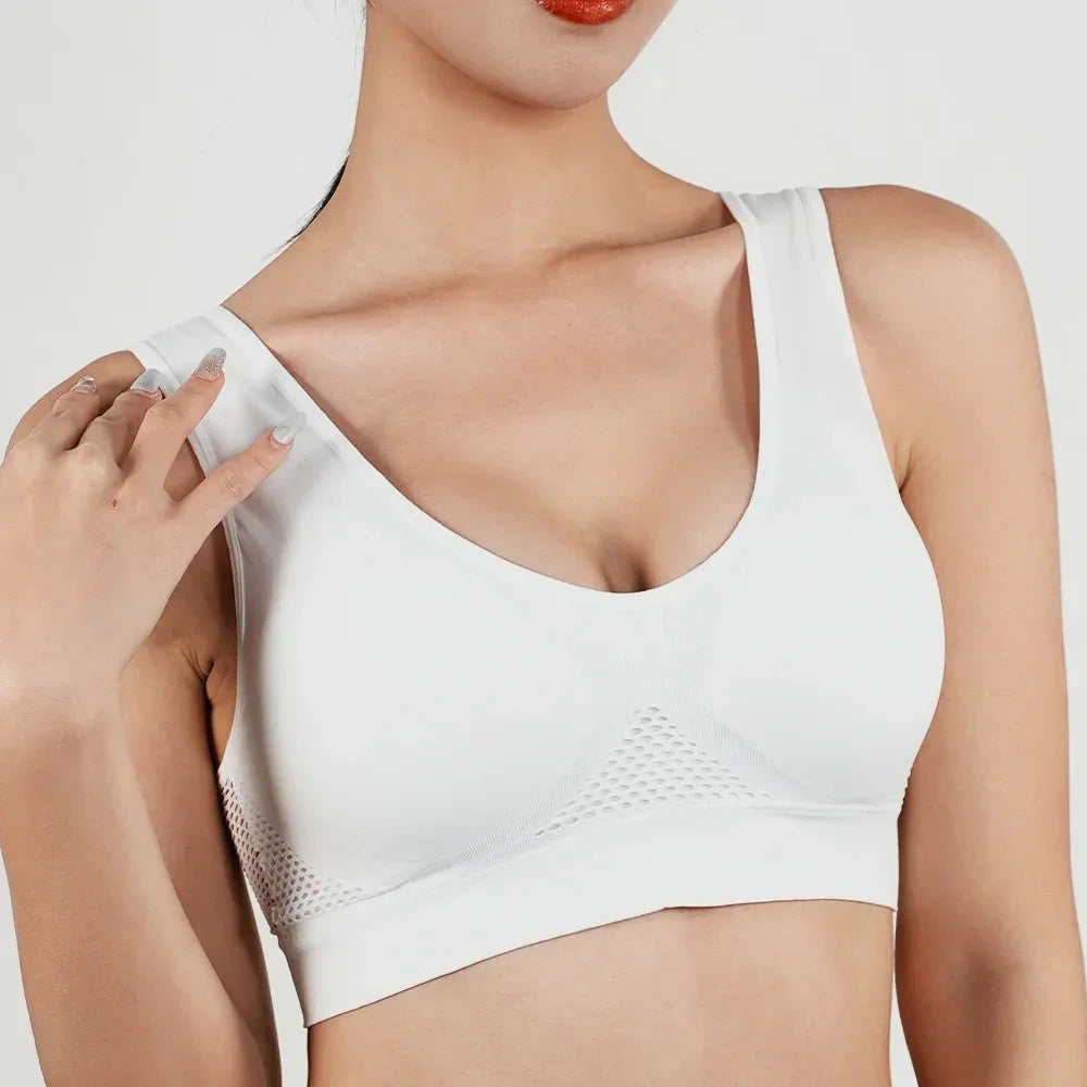 Women’s Wireless Padded Mesh Sports Bra – High-Impact Support for Running, Yoga & Training