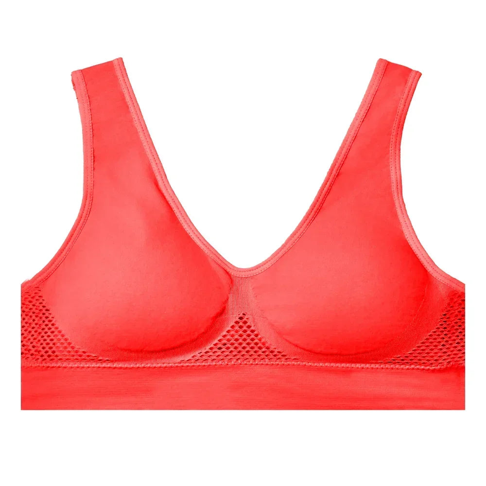 Women’s Wireless Padded Mesh Sports Bra – High-Impact Support for Running, Yoga & Training