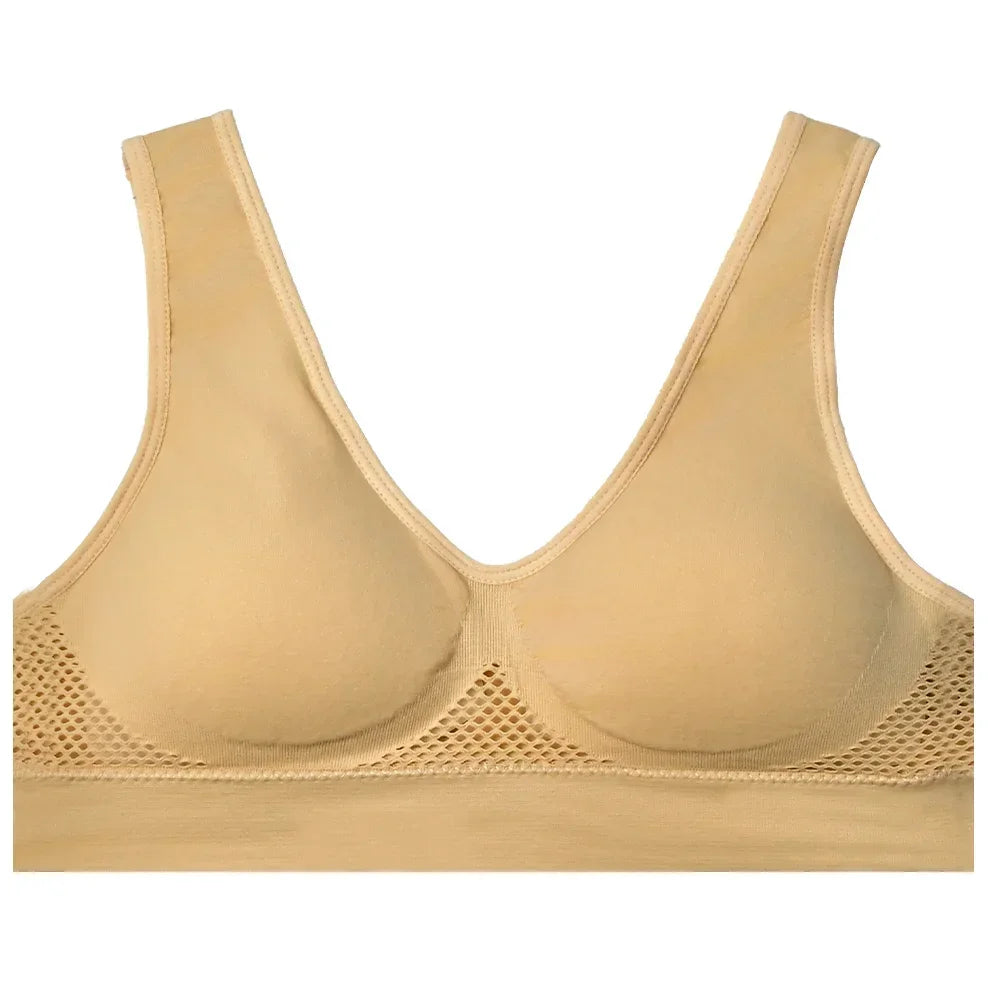 Women’s Wireless Padded Mesh Sports Bra – High-Impact Support for Running, Yoga & Training