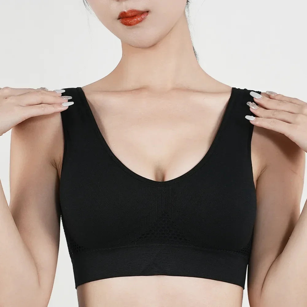 Women’s Wireless Padded Mesh Sports Bra – High-Impact Support for Running, Yoga & Training