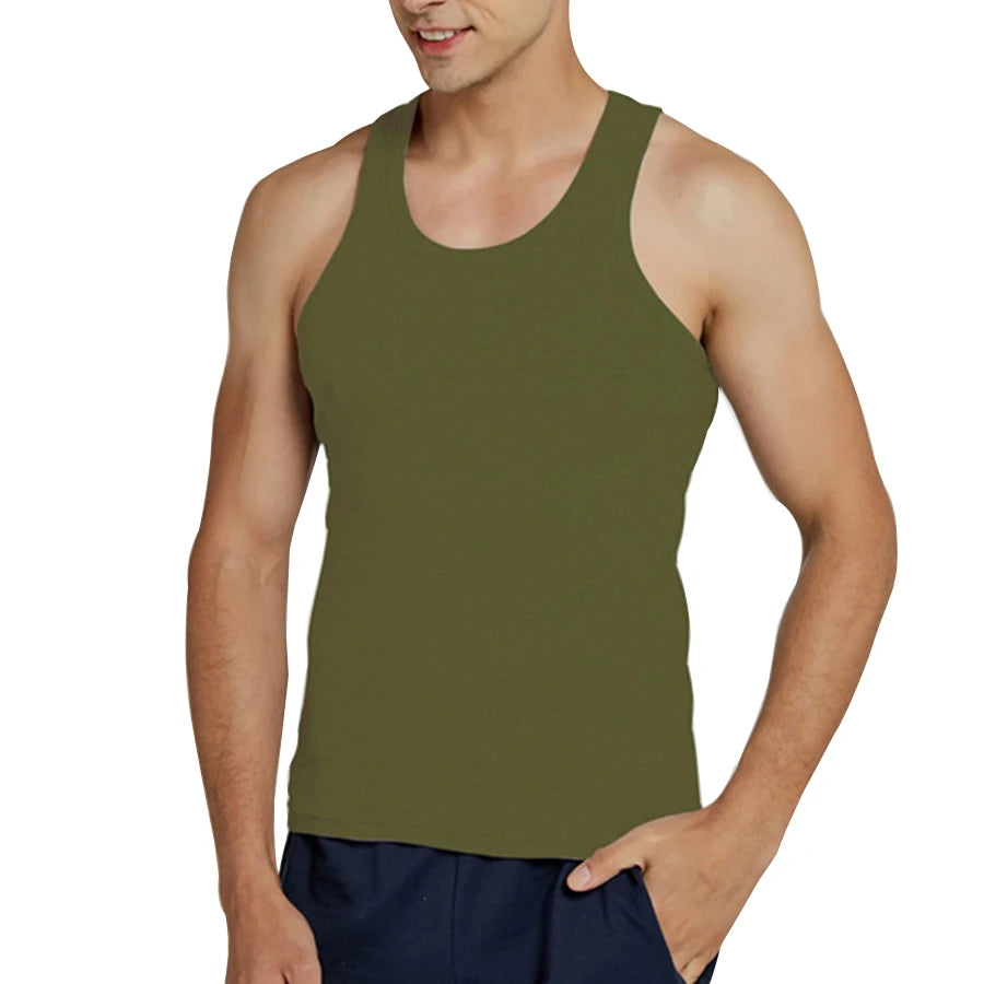Men’s 100% Cotton Sleeveless Fitness Tank – Slim Fit Workout & Casual Undershirt (7 Colors)