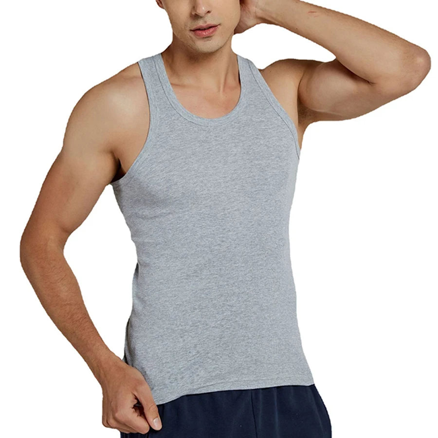 Men’s 100% Cotton Sleeveless Fitness Tank – Slim Fit Workout & Casual Undershirt (7 Colors)