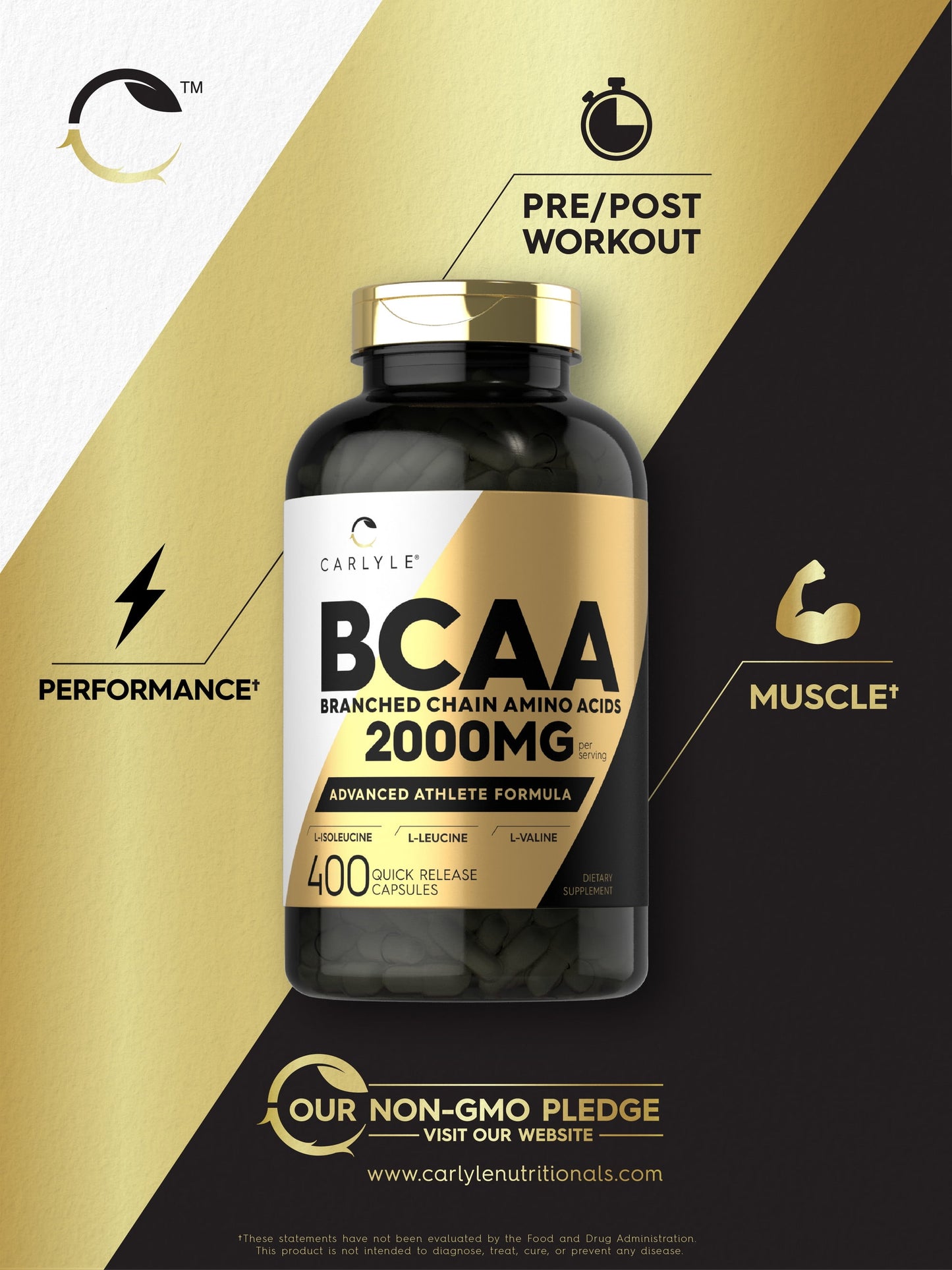 BCAA 2000Mg | 400 Capsules | Branch Chain Amino Acids | by