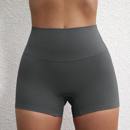 Women’s High-Waist Squat-Proof Fitness Shorts – Solid-Color Yoga, Running & Cycling Wear