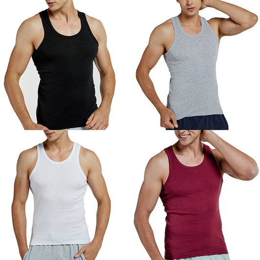 Men’s 100% Cotton Sleeveless Fitness Tank – Slim Fit Workout & Casual Undershirt (7 Colors)