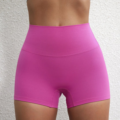 Women’s High-Waist Squat-Proof Fitness Shorts – Solid-Color Yoga, Running & Cycling Wear