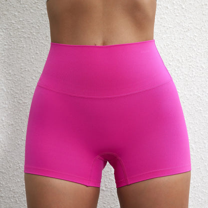 Women’s High-Waist Squat-Proof Fitness Shorts – Solid-Color Yoga, Running & Cycling Wear